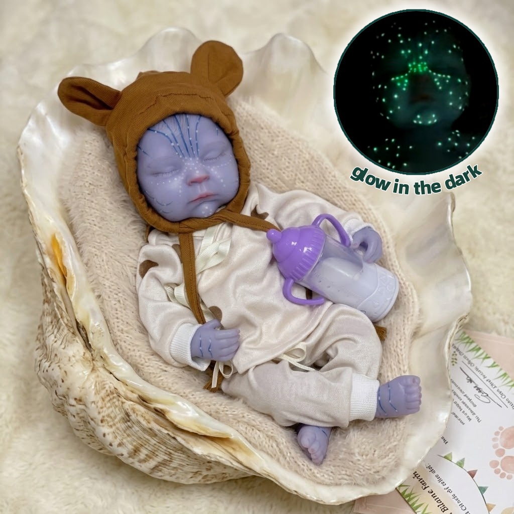 Reborn Baby Doll Silicone Realistic - ตุ๊กตาเด็กทารกแบบสมจริง ขนาด 13 นิ้ว เรืองแสงในที่มืด ทำจากซิลิโคนเนื้อนุ่มทั้งตัว